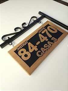 Numero Residencial com Suporte Colonial - Placa 40 x 20 cm