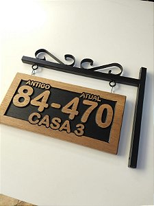 Numero Residencial com Suporte Colonial - Placa 40 x 20 cm