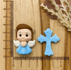BISCUIT KIT ANJINHO E CRUCIFIXO AZUL CLARO