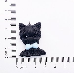 BISCUIT YORKSHIRE PRETO COM GRAVATA AZUL