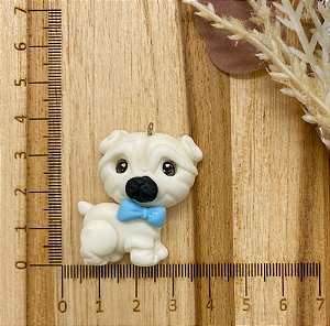 BISCUIT PUG BRANCO GRAVATA AZUL