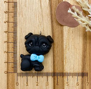 BISCUIT PUG PRETO GRAVATA AZUL