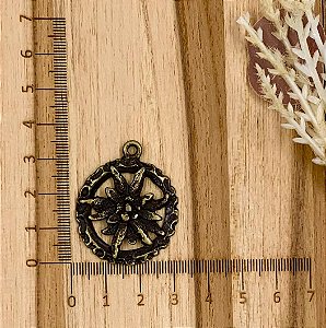 PINGENTE METAL EDELWEISS OURO VELHO