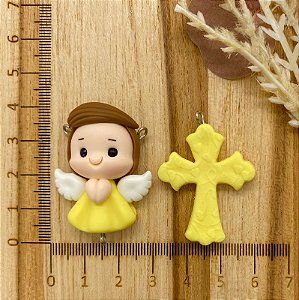 BISCUIT KIT ANJINHO E CRUCIFIXO AMARELO