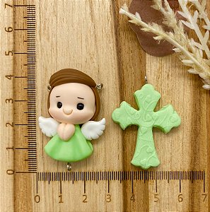 BISCUIT KIT ANJINHO E CRUCIFIXO VERDE
