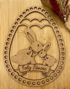 BASE MDF OVO PÁSCOA 20 CM 2 COELHINHOS