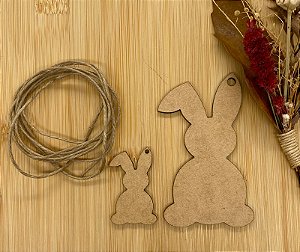 PINGENTE MDF COELHO COM FIO DE RÁFIA - 5 PÇS
