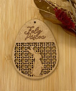 PINGENTE MDF OVO PÁSCOA COELHO 10X7,5CM