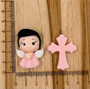 KIT BISCUIT ANJINHO ROSA CLARO CABELO PRETO