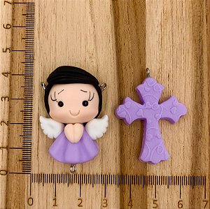 KIT BISCUIT ANJINHO LILÁS CABELO PRETO