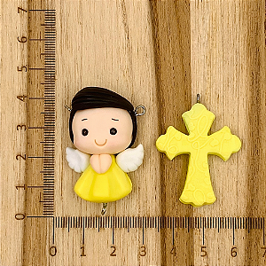 KIT BISCUIT ANJINHO AMARELO CABELO PRETO