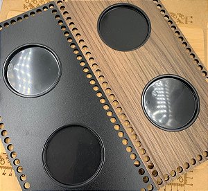 PORTA COPOS DE SOFÁ ARTICULADO EM MDF PARA CROCHÊ (SEM ACABAMENTO)