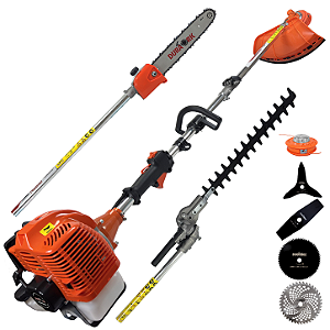 Roçadeira Multifuncional 7 Em 1 Duratork DRM520P7 Á Gasolina 2T 52cc 2,5HP Com Podador De Galhos, Podador De Cerca Viva, Nylon Recarga Rápida e EPI'S