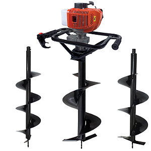 Perfurador De Solo Duratork DPS523G Á Gasolina 2T 52cc 2,5HP Com Brocas 80X20cm + 80X25cm + 80X30cm
