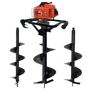 Perfurador De Solo Duratork DPS623G Á Gasolina 2T 62cc 3HP Com Brocas 80X20cm + 80X25cm + 80X30cm