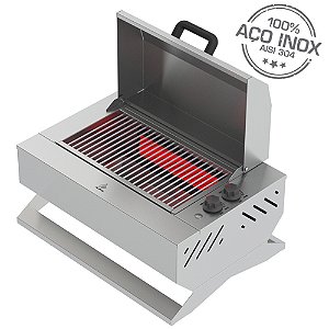 Churrasqueira A Gás Sobrepor Portatil NEW-ALP-2010 C/ Grelha Uruguaia + Tampa base 100% inox 304