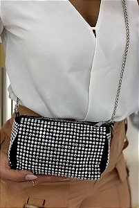 Bolsa Festa Preta com Prata