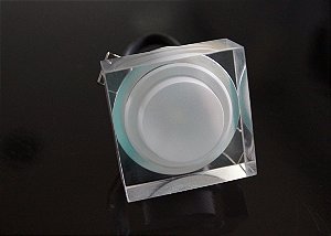 Spot Embutido Alumínio Quadrado Acrilico Cristal 4,5cm C/ Led 3w -eros