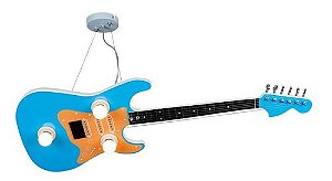 Pendente Lustre Infantil Guitarra Azul Em Madeira 97Cm - Hercules