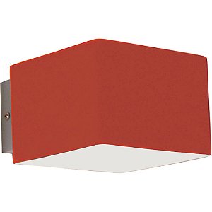 Arandela Articulada Prata Fosca Com Vidro Quadrado Vermelho 10,5Cm Helios