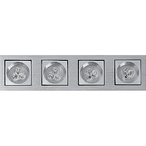 Spot Embutido Aluminio Escovado Quadruplo Com Led Incluso - Nyx M