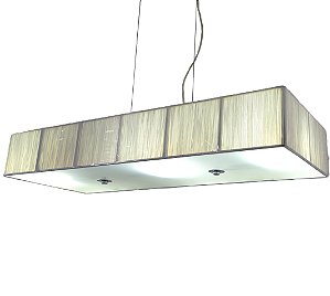 Pendente Lustre Retangular Cúpula Fio De Seda Prata E Vidro 80x30Cm 3XE27 - Silk