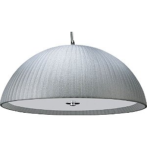 Pendente Lustre Meia Lua De Acrilico Com Tecido Prata E Vidro D40Cm - Arges