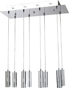 Pendente Retangular Bloco de Cristal 8 lâmpadas 57x27cm Hefesto