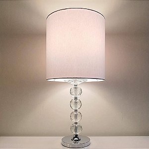 Abajur Luminaria De Mesa Com Cristal Esferas e Base Cromada Sem Cúpula Ocean