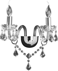 Arandela Cromada Maria Teresa dupla com cristal asfour honey