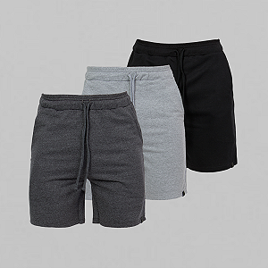 KIT 3 BERMUDAS MOLETOM MASCULINA - ALPHY