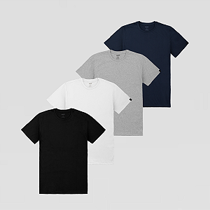 KIT 4 CAMISETAS MASCULINA BÁSICA - ALPHY