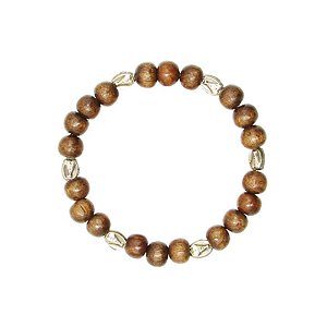 Pulseira de Nossa Senhora Aparecida de Madeira Imbuia com Metal