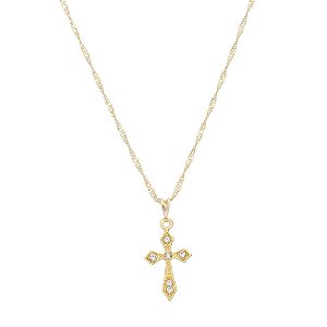Colar Crucifixo com Detalhes em Strass