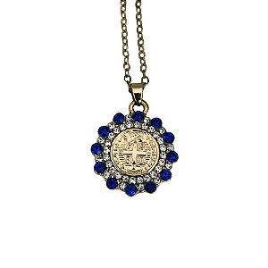 Colar de São Bento Folheado com Strass