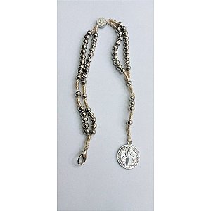 Terço de Pulso São Bento Prateado