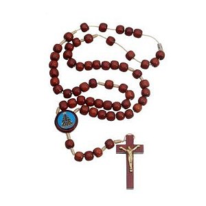 Terço Pescoço Nossa Senhora Aparecida em Madeira 5mm