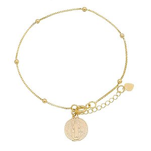 Pulseira Folheada de bolinha com Pingente São Bento