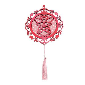 Adorno de Porta Infantil Anjo da Guarda - Rosa