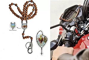 Terço Chaveiro para Moto com Adesivo de São Cristóvão