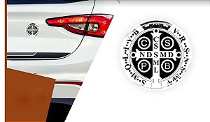 Adesivo Medalha de São Bento Branco Auto Relevo