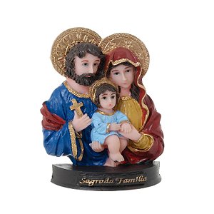 Imagem Busto da Sagrada Família em Resina Nacinal 9cm