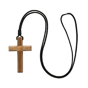 Cordão Cruz Madeira Pescoço de Madeira Coroinha Sem Cristo 7cm