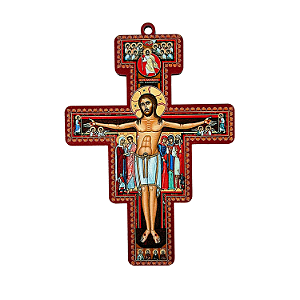 Crucifixo de Parede Cruz São Damião São Francisco 9cm