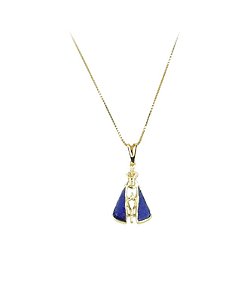 Colar Nossa Senhora Aparecida Folheado Manto Azul