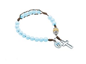 Pulseira Terço de Nossa Senhora das Graças Azul Compacto