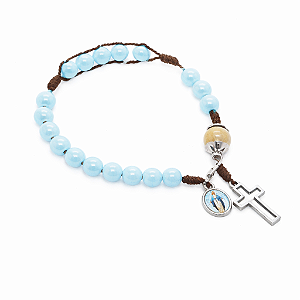 Pulseira Terço de Nossa Senhora das Graças Azul Compacto
