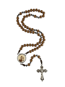 Terço de Nossa Senhora do Carmo Marrom com Folheto