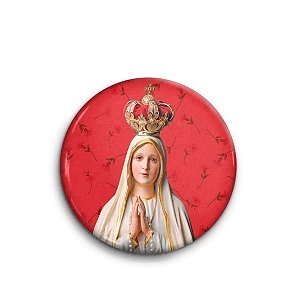 Boton Nossa Senhora de Fátima Alumínio Broche Alfinete