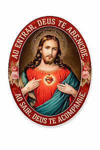 Adesivo Sagrado Coração de Jesus Coração Rosto Resinado Carro/Moto/ Notebook